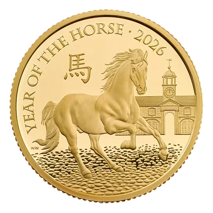 Монета «Год Лошади (пруф)», 2026 г., Золото, 7,78 гр., проба 999, СОЕДИНЕННОЕ КОРОЛЕВСТВО