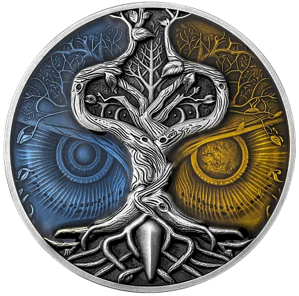 Монета «Таинственное дерево», 2024 г., Серебро, 62,2 гр., проба 999, НИУЭ