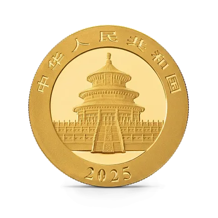 Монета "Панда", 2025 г., Золото, 30 гр., проба 999, КИТАЙ