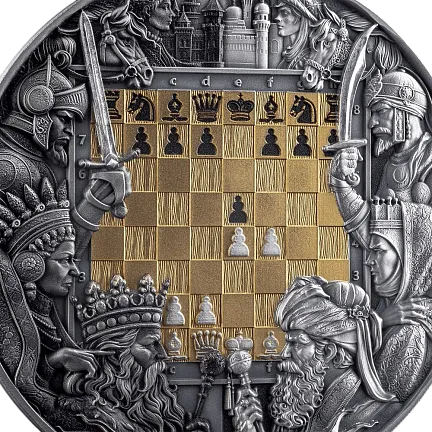 Монета "Королевский гамбит", 2025 г., Серебро, 93,3 гр., проба 999, НИУЭ