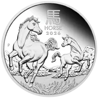 Монета "Год Лошади (пруф)", 2026 г., Серебро, 31,1 гр., проба 999.9, АВСТРАЛИЯ