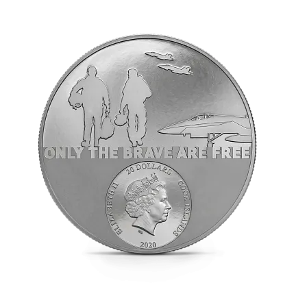 Монета "Пилот-истребитель",  2020 г., Серебро, 93,3 гр., проба 999, ОСТРОВА КУКА