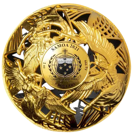 Монета «Рай и Ад», 2021 г., Серебро, 62,2 гр., проба 999, САМОА