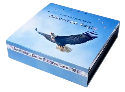 Монета «Американский орел. Филигранный», 2025 г., Серебро, 62,2 гр., проба 999, СОЛОМОНОВЫ ОСТРОВА