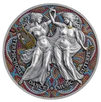 Монета «Терпсихора и Эвтерпа. Девять Муз», 2025 г., Серебро, 62,2 гр., проба 999, КАМЕРУН