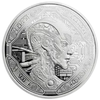 Монета "Эра инноваций. Киборг", 2023 г., Серебро, 31,1 гр., проба 999, САМОА