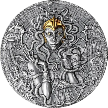 Монета "Медуза", 2023 г., Серебро, 62,2 гр., проба 999, КАМЕРУН