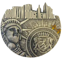 Монета «Бруклинский мост»,  2022 г., Серебро, 155,5 гр., проба 999, КОНГО